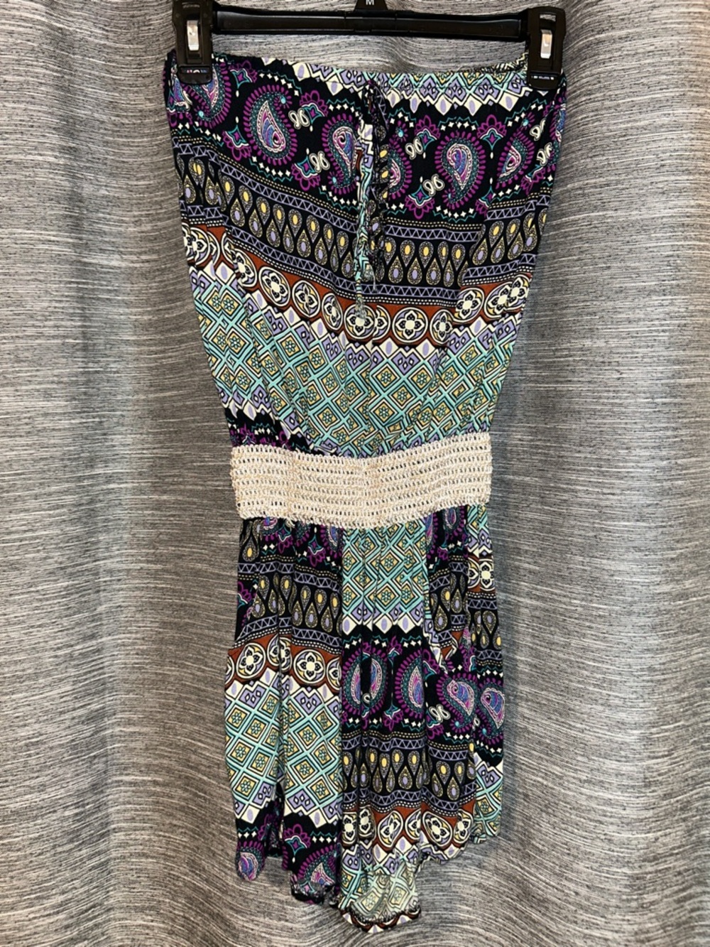 5th & Love Teal, Purple & Black Paisley Tube Romper Size Medium